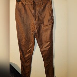 GB Womans Brown Pleather Pants Juniors Size 5
